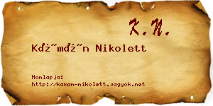 Kámán Nikolett névjegykártya
